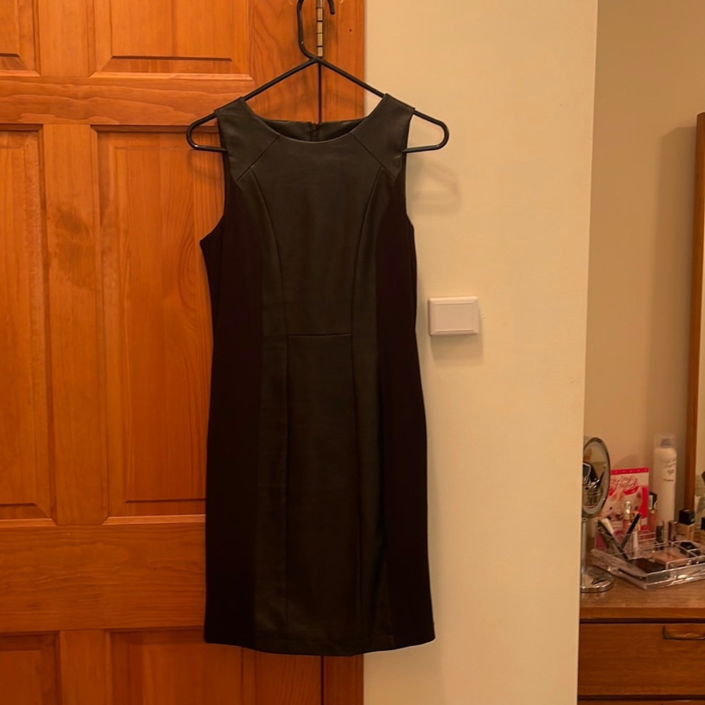 Biker black faux leather dress